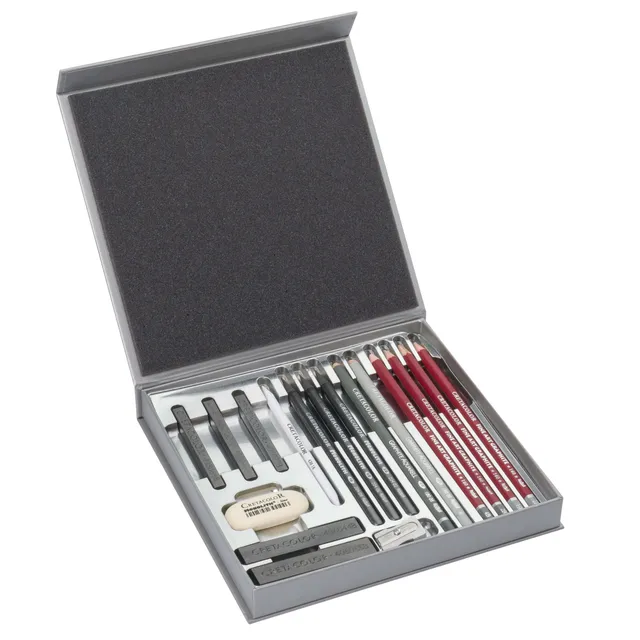 cretacolor-silver-box-geschenke-box-k-nstler-zeichenset-im-metalletui image 1