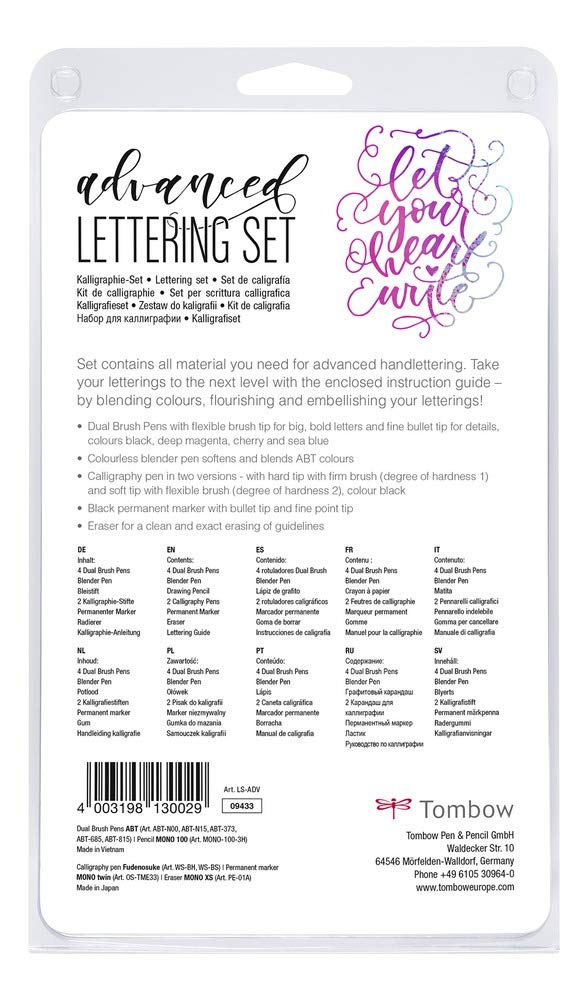 tombow-ls-adv-lettering-set-advanced-9-stifte-radierer-frau-h-lle-edition image 2