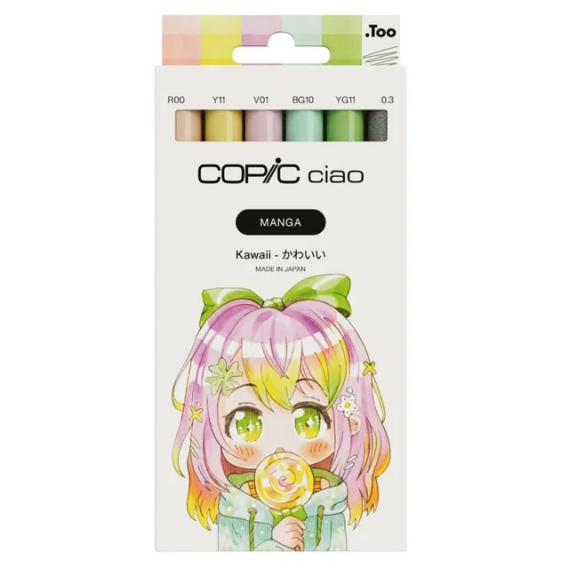 copic-ciao-manga-set-kawaii-twin-marker-set-mit-5-rosa-und-mintt-nen-multiliner- image 1