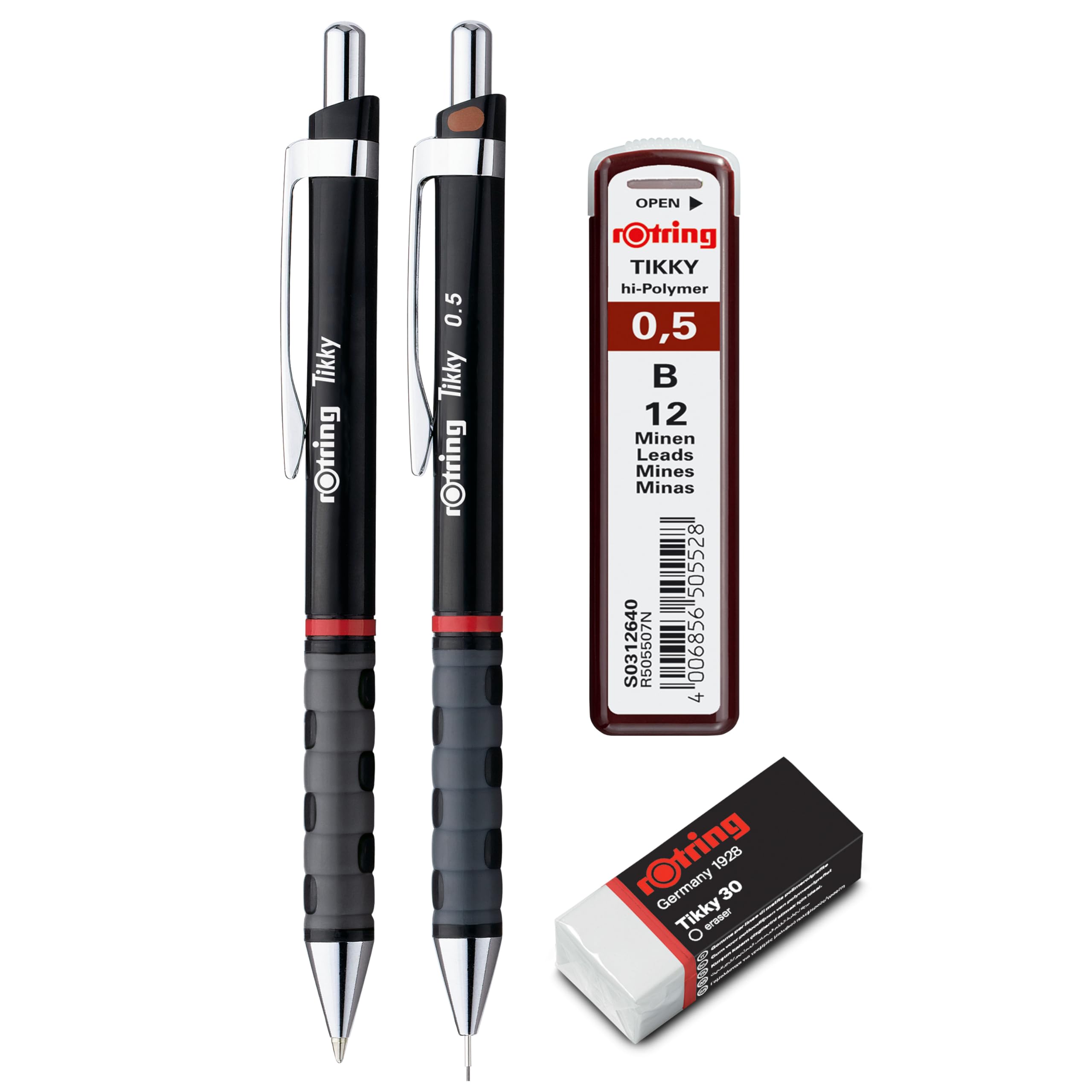 rotring-tikky-set-feinminenstift-0-5-mm-kugelschreiber-radierer-schwarz image 2
