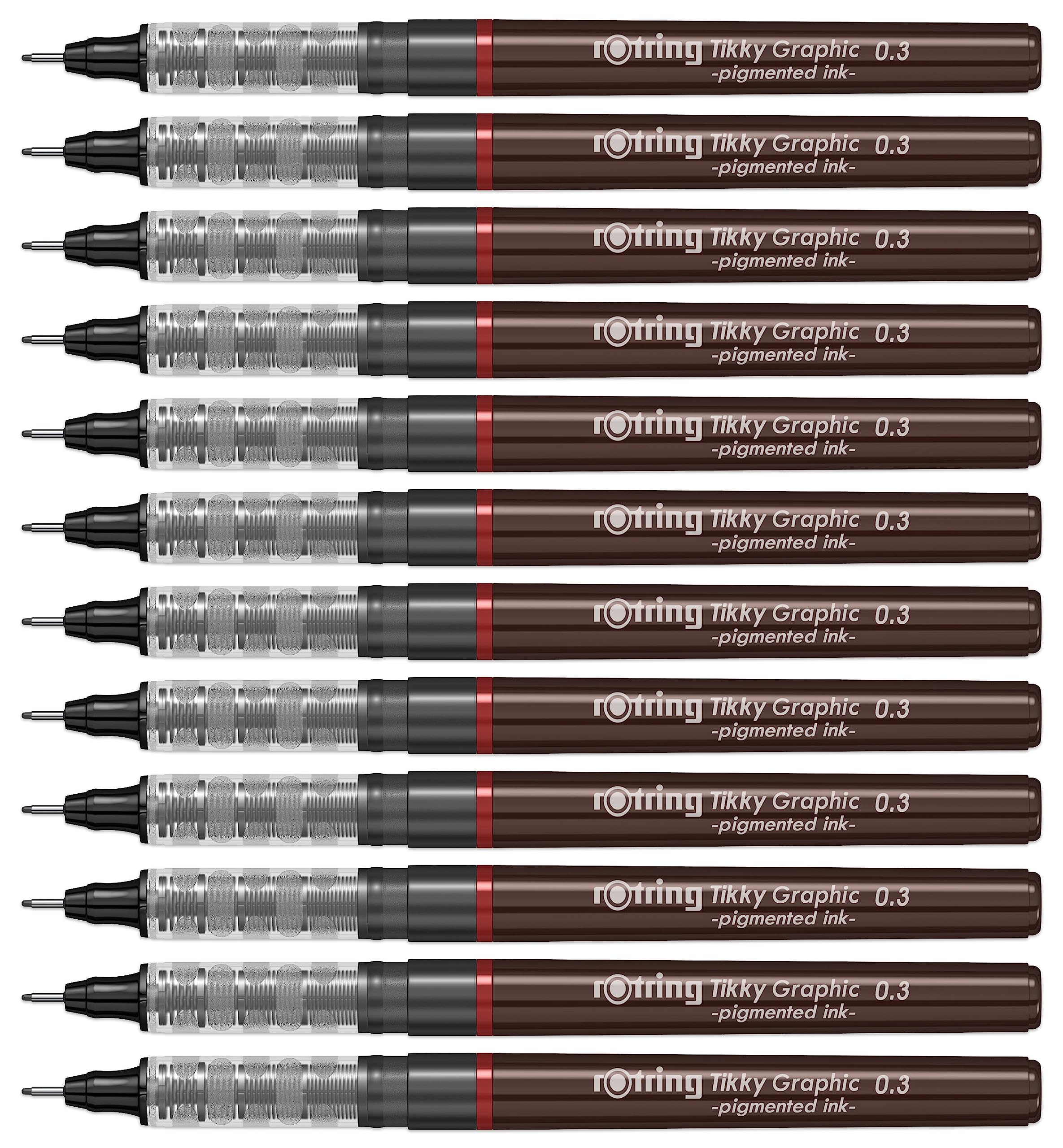 rotring-tikky-grafik-fineliner-0-3-mm-schwarze-tinte-12er-box image 1