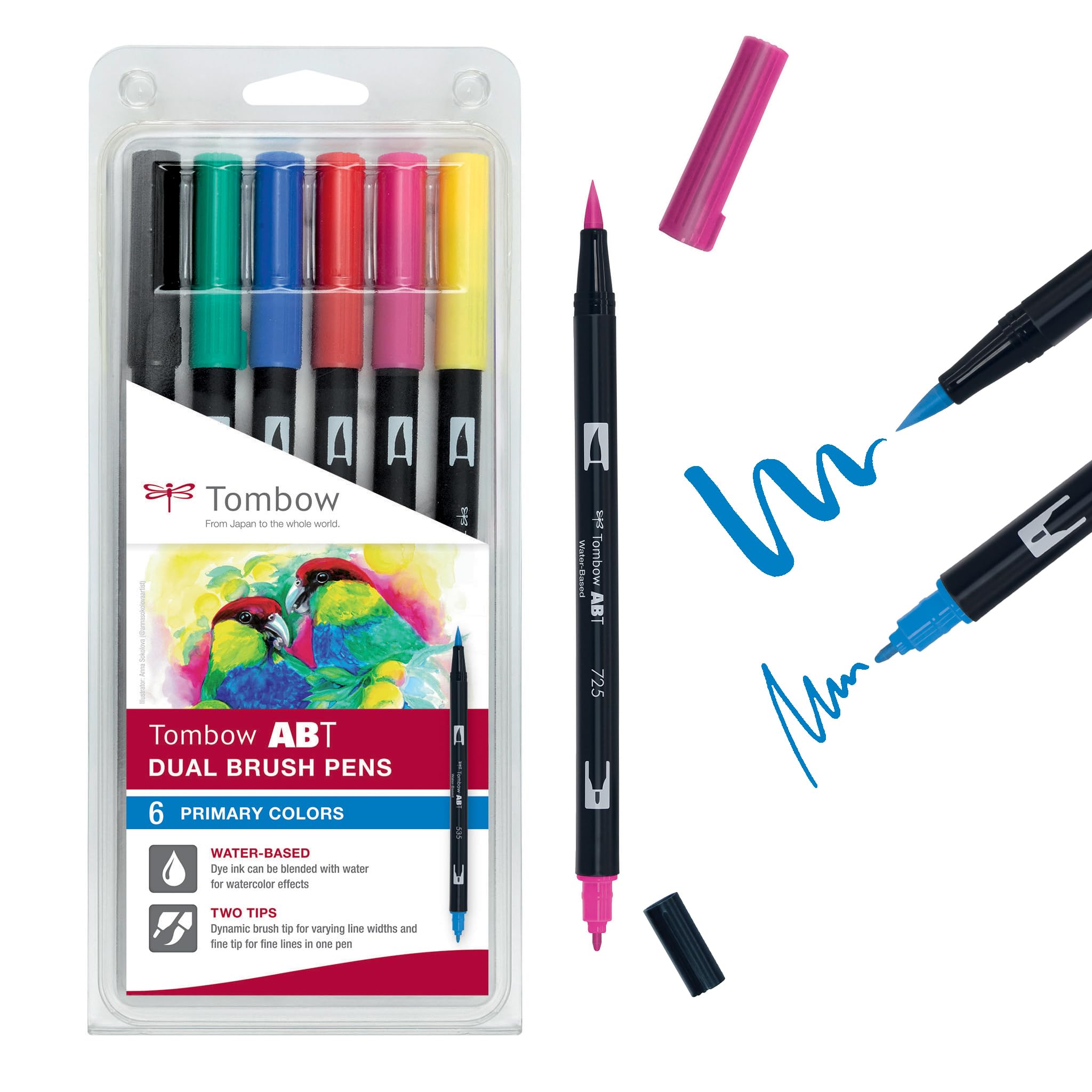 tombow-abt-dual-brush-pen-6er-set-prim-rfarben image 1