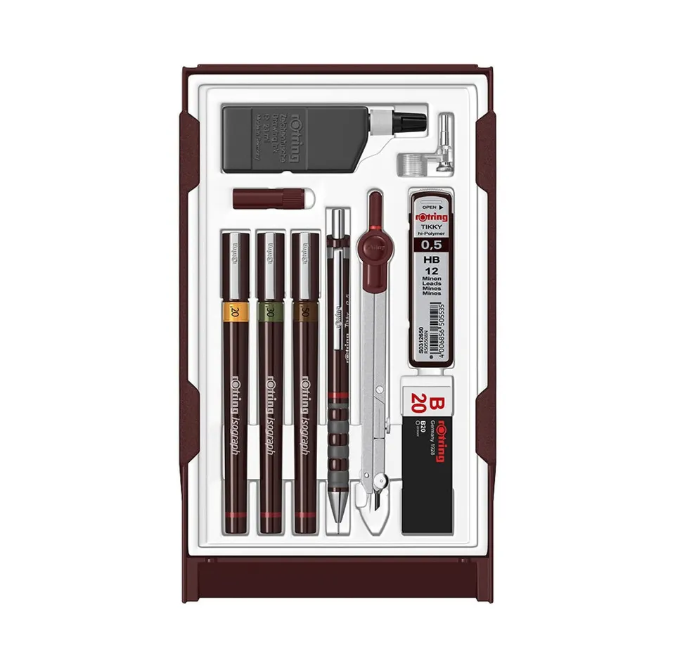 rotring-isograph-fineliner-master-set-3-tuschef-ller-0-2-mm-0-3-mm-0-5-mm-mit-zi image 1