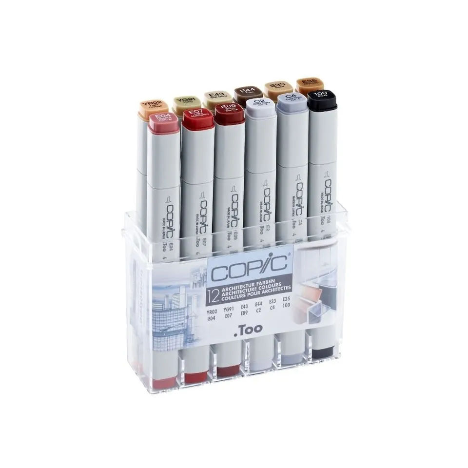 copic-classic-set-architektur-12er-im-acryl-display-twin-marker-breit-fein image 1