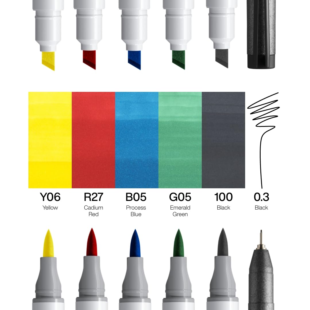 copic-ciao-marker-5-1-set-leuchtende-farben-5-allround-grafikmarker-mit-dual-spi image 2