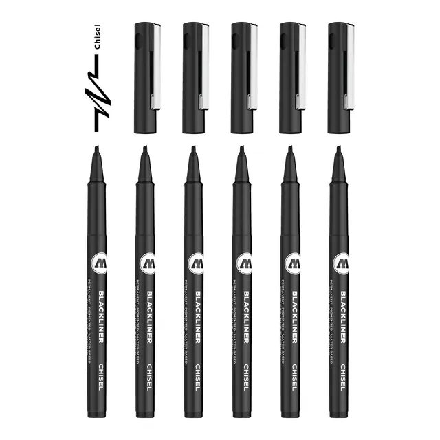 molotow-blackliner-keilspitze-fineliner-set-schwarz-6-st-ck image 1