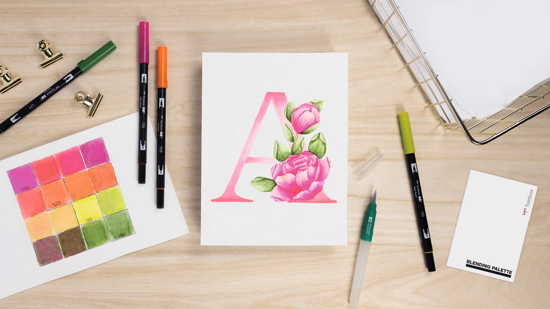 tombow-abt-dual-brush-pen-canvas-set-florale-buchstaben-watercoloring image 5