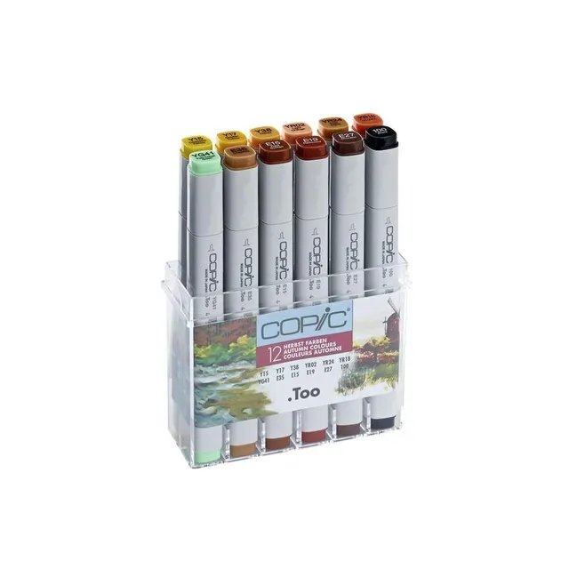 copic-classic-set-herbst-farben-12er-set-im-acryl-display-twin-marker-mit-mittel image 1