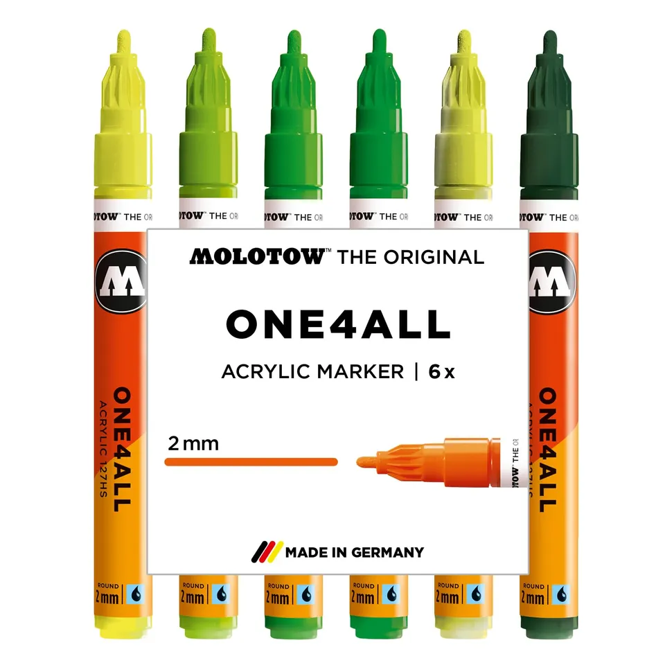 molotow-one4all-127hs-acryl-marker-green-set-2-0-mm-6-st-ck image 1