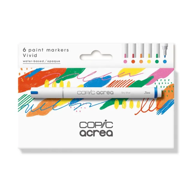 copic-acrea-set-vivid-6er-set-paint-marker-mit-wasser-und-pigmentbasierter-tinte image 1