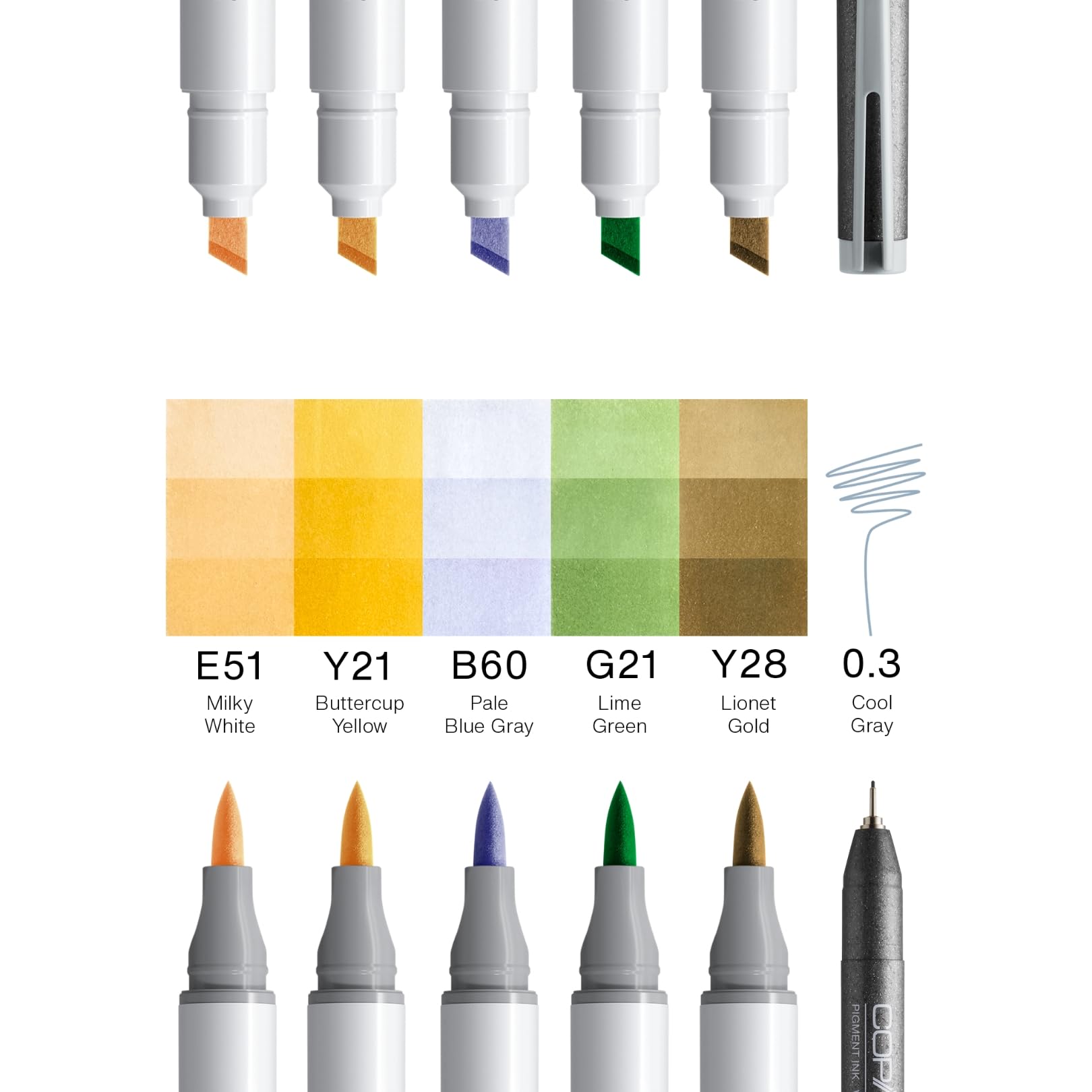 copic-ciao-manga-set-hiro-twin-marker-set-mit-5-farben-multiliner-0-3-mm-grau image 2