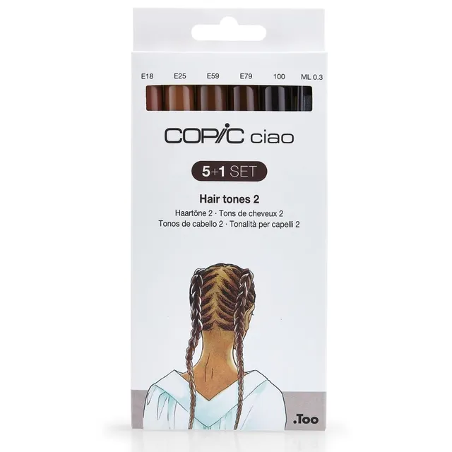 copic-ciao-5-1-set-hair-tones-2-5-twin-marker-multiliner-black-0-3-mm image 1