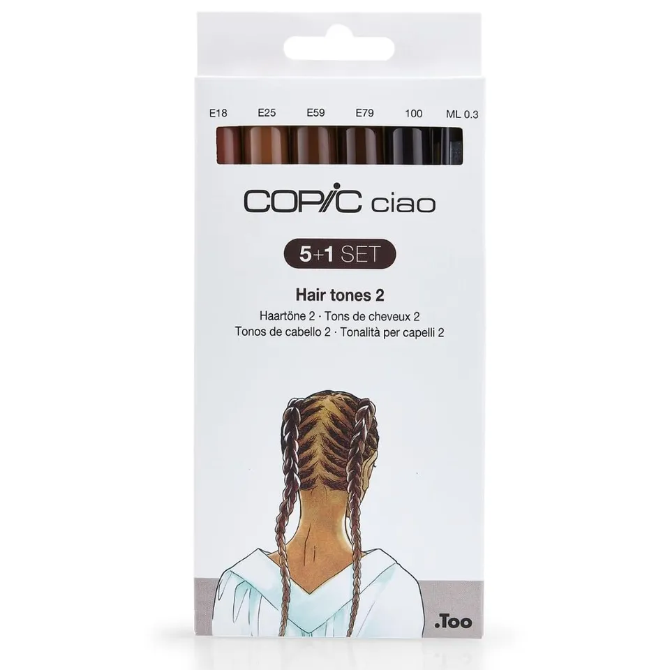copic-ciao-5-1-set-hair-tones-2-5-twin-marker-multiliner-black-0-3-mm image 1