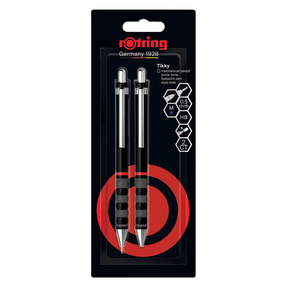 rotring-tikky-set-aus-feinminenstift-und-kugelschreiber-0-5-mm-hb-mine-schwarzer image 1